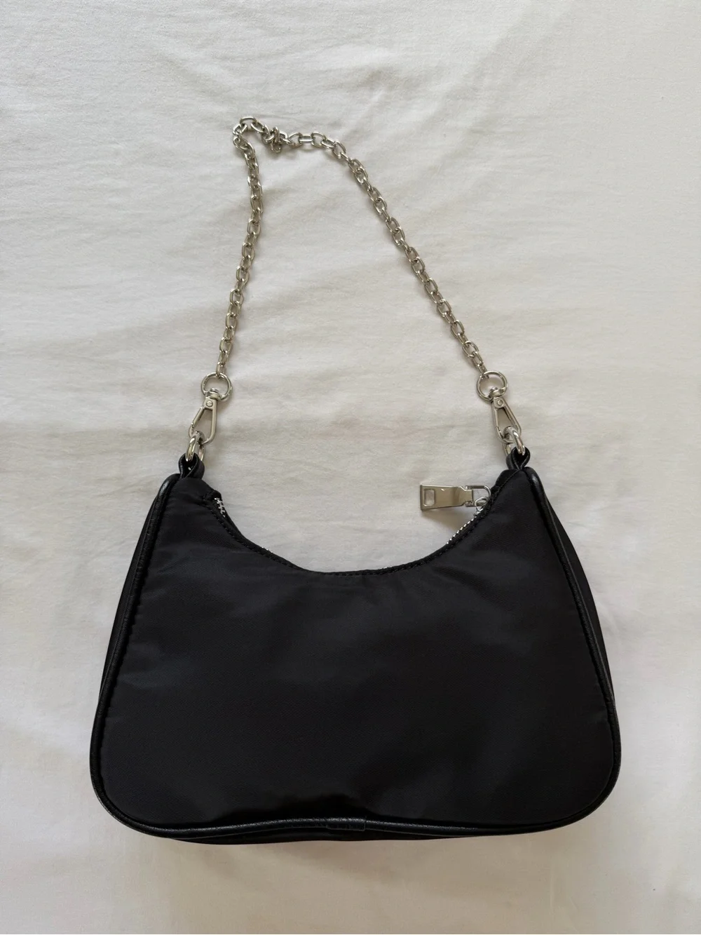 Peta + Jain Black Shoulder Bag with Silver Chain with additional crossbody strap - Picture 2 of 4